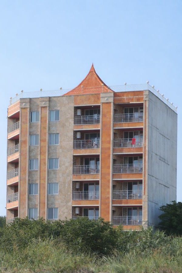 Hotel exterior with balconies