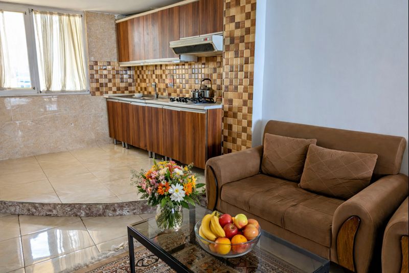 Kitchen with adjoining living area