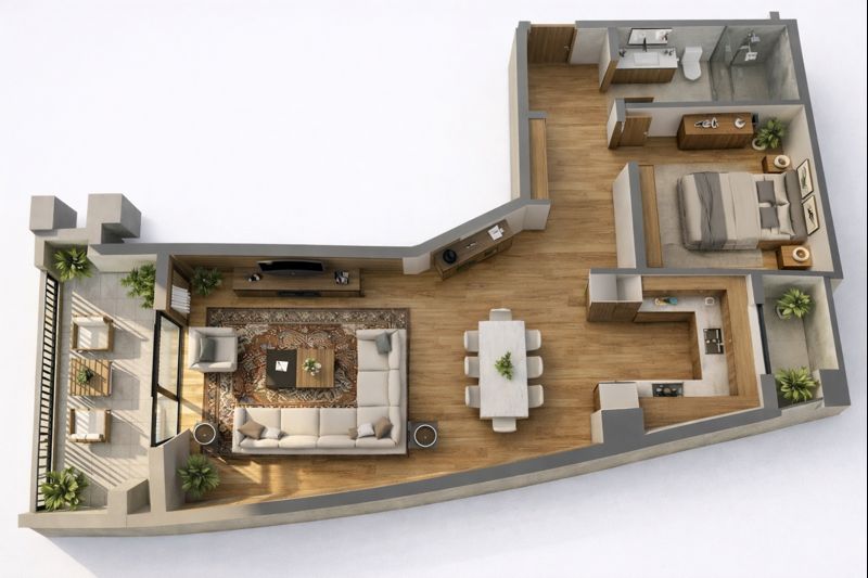 Floor plan of the 3-sleeper apartment