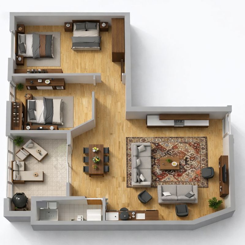 Floor plan of the 7-sleeper apartment
